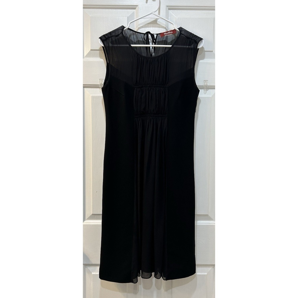 Max Mara Little Black Dress Silk Crepe Dress Size M Sexy Luxury LBD Cocktail